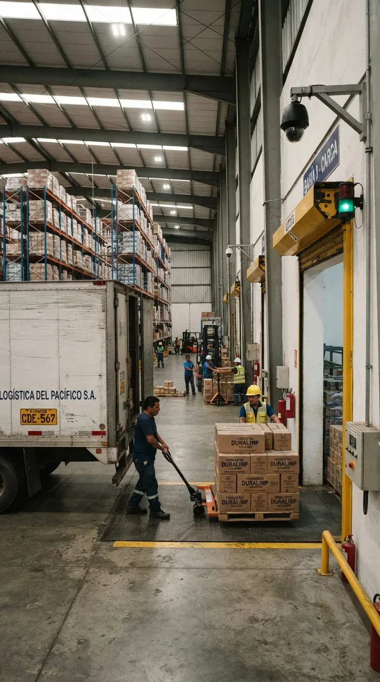Cámara por andén con resolución para leer etiquetas en una bodega de Durán.